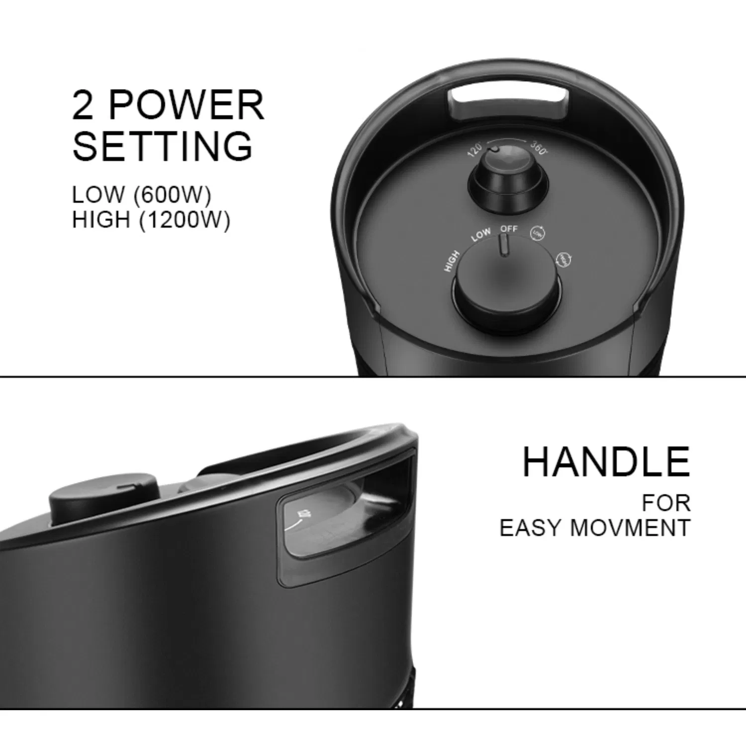 360 Degree Rotating Ipx4 Waterproof Portable Electric Heater for Patio Garden Bedroom
