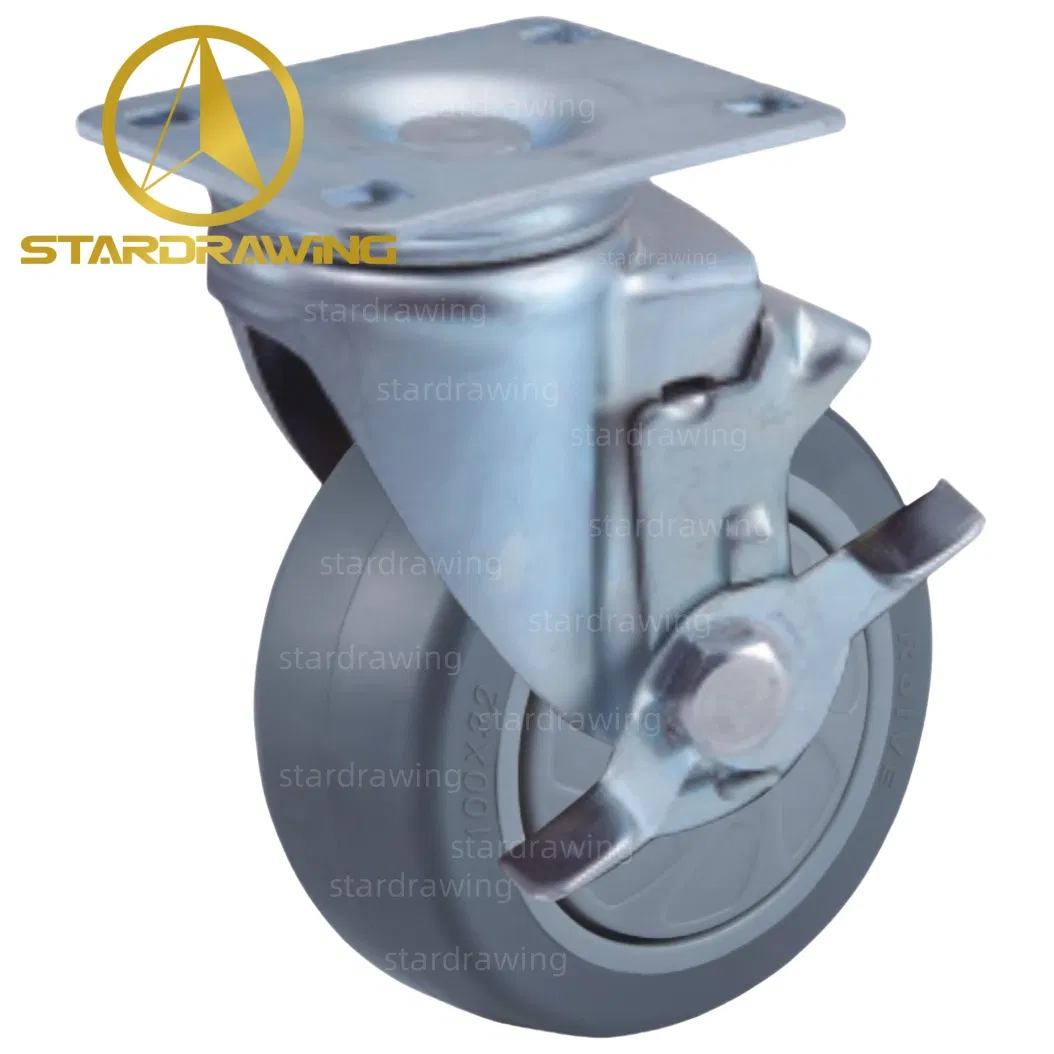 Stardrawing 75/100/125mm 3/4/5inch Plate PU Wheel Casters with Dust Cover