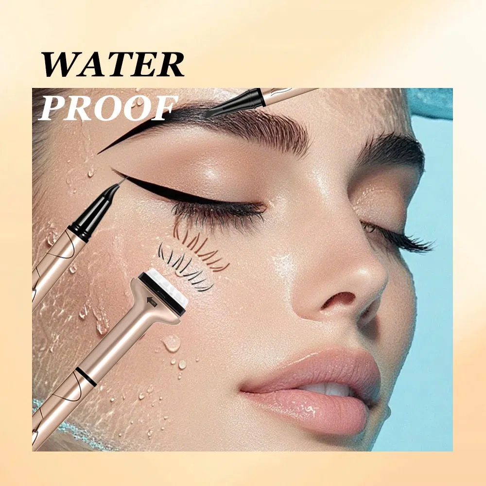 5g Eyeliner Pen+4 Fork Eyebrow Pen+Lower Eyelash Seal Makeup Set