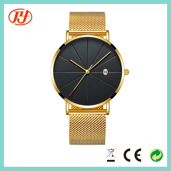 Simple Design Genuine Leather Stainless Steel Mesh Strap Watch