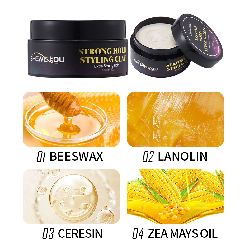 OEM/ODM Firm Hold Men Hair Wax Long Lasting Styling Paste No Shine Hair Mud 100g Matte Clay
