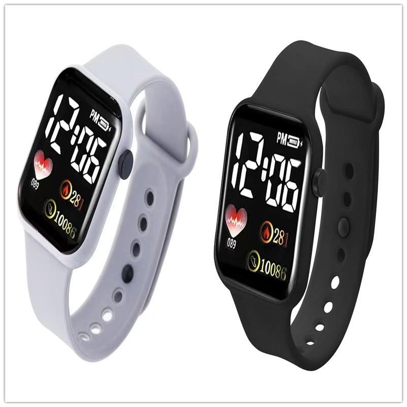 Fashion LED Digital Watch for Men and Women; Couple's Watch with Heart-Shaped Square Electronic Display.