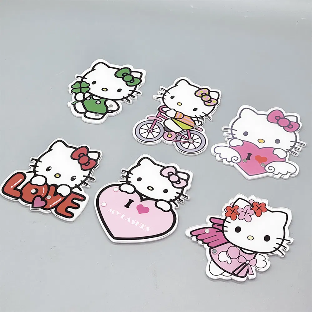 Cute Lashes Extensions Tool Acrylic Lash Tile Private Label Hello Kitty Eyelash Tiles Plate with Magnetic Tray