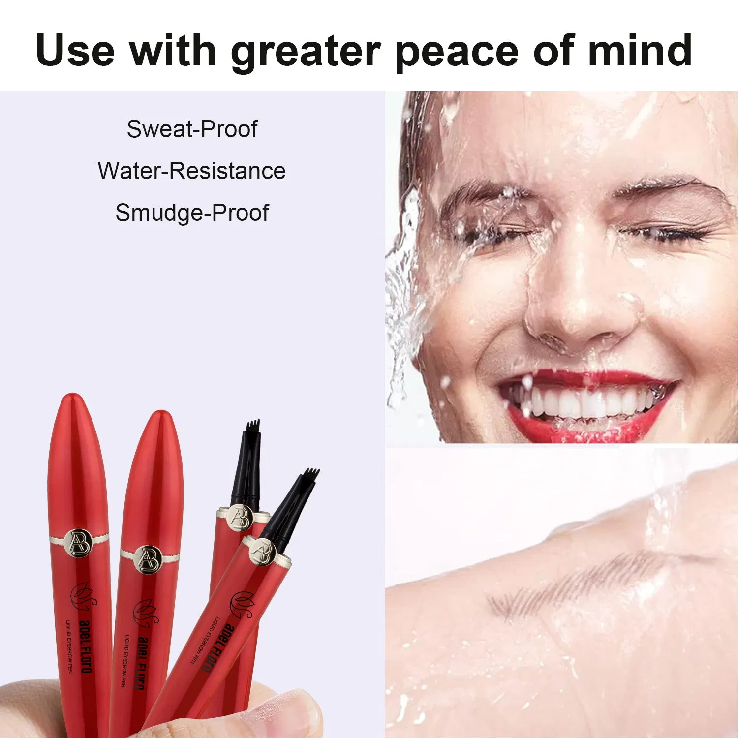 Waterproof Smudge Proof Long Lasting Liquid Eyebrow Pencil 4-Fork-Tip Dark Brown