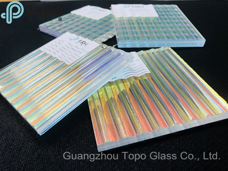 Pattern Laminated Art Glass with Different Angles Show Different Colors (LG-TP)