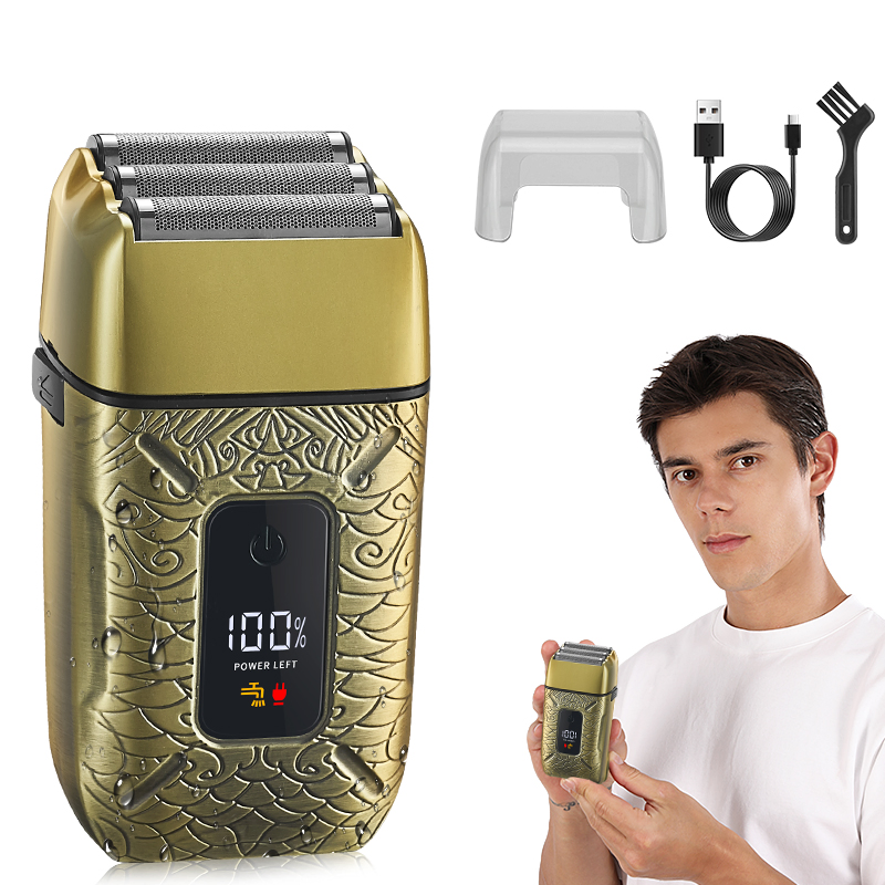 Rechargeable Men's Electric Beard Trimmer with Digital Display