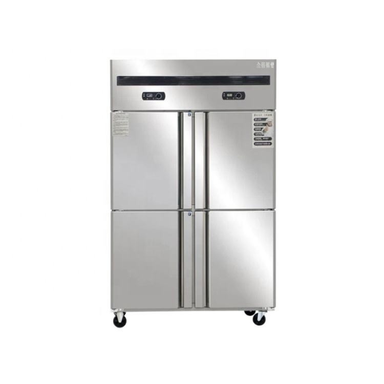 Commercial Stainless Steel Large Capacity Four-Door Double-Temperature Freezer with Thickened Construction