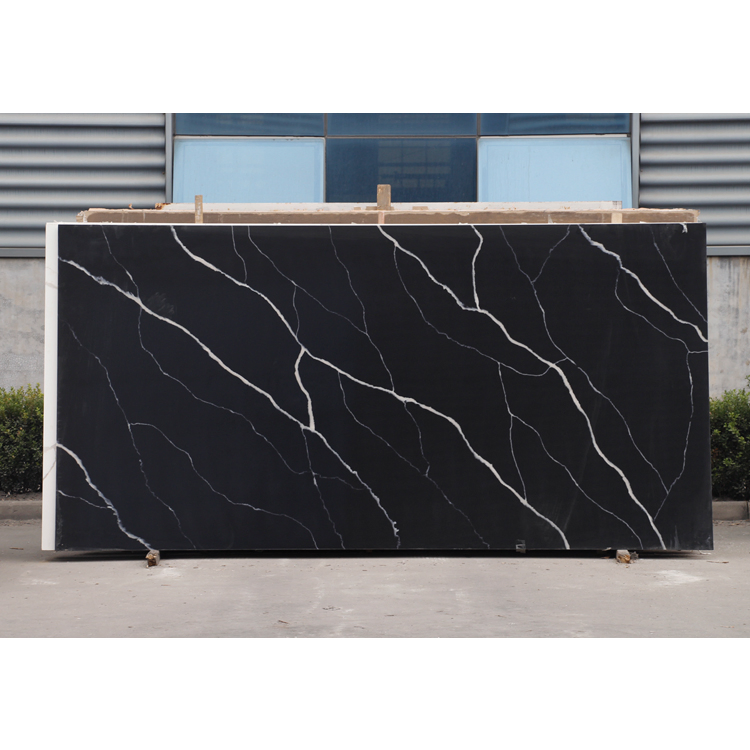 Prefab Countertop Artificial Stone Slab Black Quartz Price