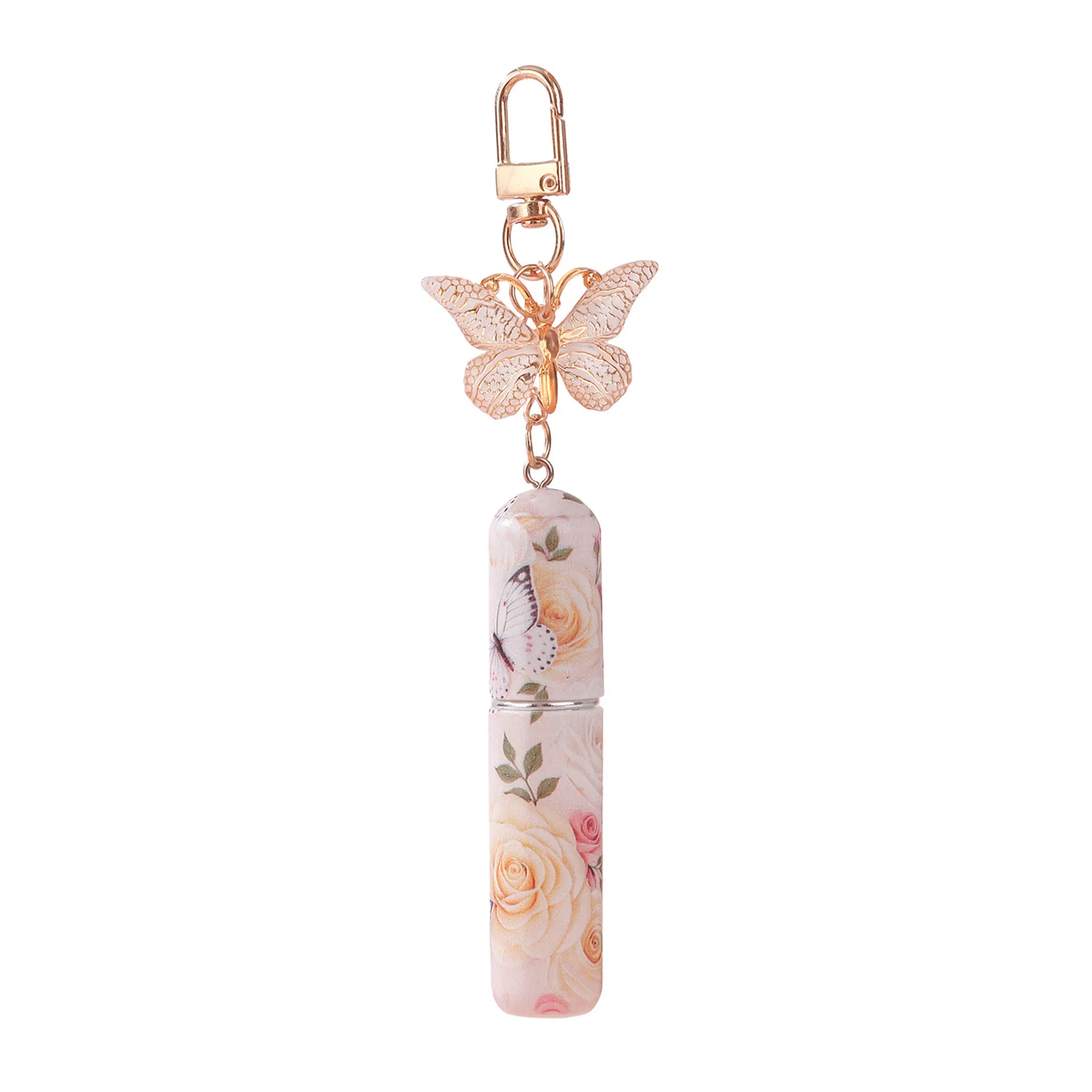 5ml Mini Tester Travel Pocket Refillable Twist up Dispenser Spray Fragrance Perfume Atomizer Bottle with Butterfly Keychain
