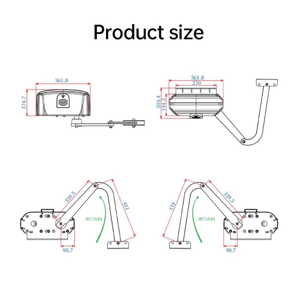Automatic Heavy Gate Automatic Door Opener 800kg Automatic Swing Door Operator Price Curved Arm Swing Gate Opener