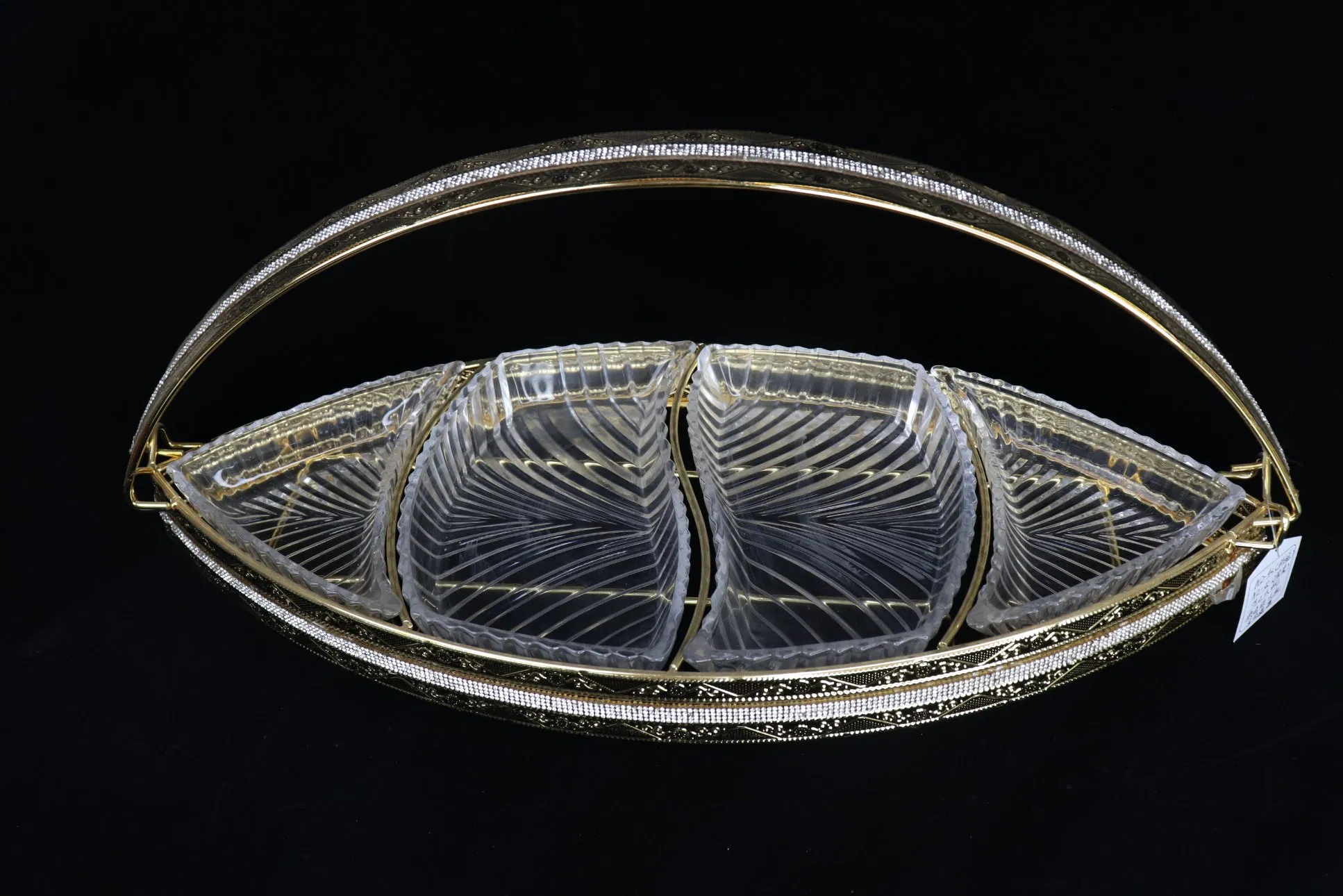 Glass Fruit Plate - Luxury Gold Plated Iron Frame Cover