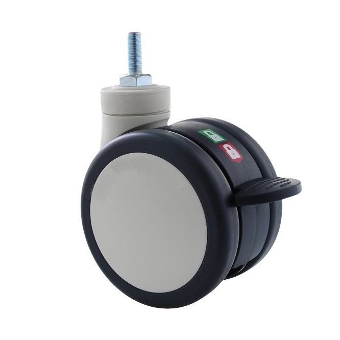 Alluminum Central Locking Caster with Swivel and Total Lock Free Movement, Double Wheel Furniture Caster with High Loading Capacity and Roll Performance