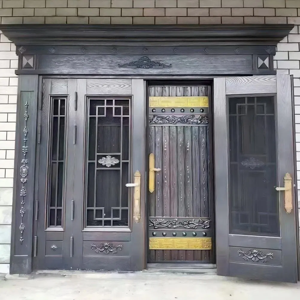 New Design European Luxury Entry Doors Aluminum Metal Entrance Door for Houses Villa Main Custom Front Exterior Door