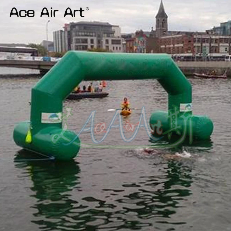 Custom PVC Airtight Start Finish Line inflatable Swimming Race Arch Green Sport Archline for Water Game