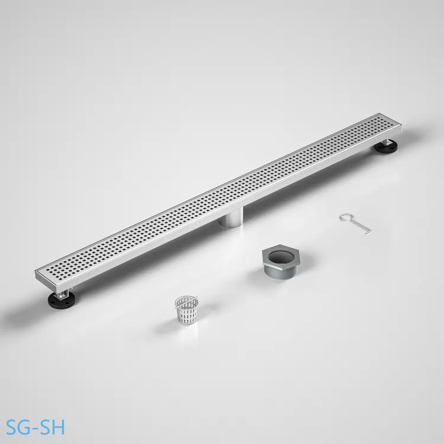 Линейный трап для пола из нержавеющей стали, полированный