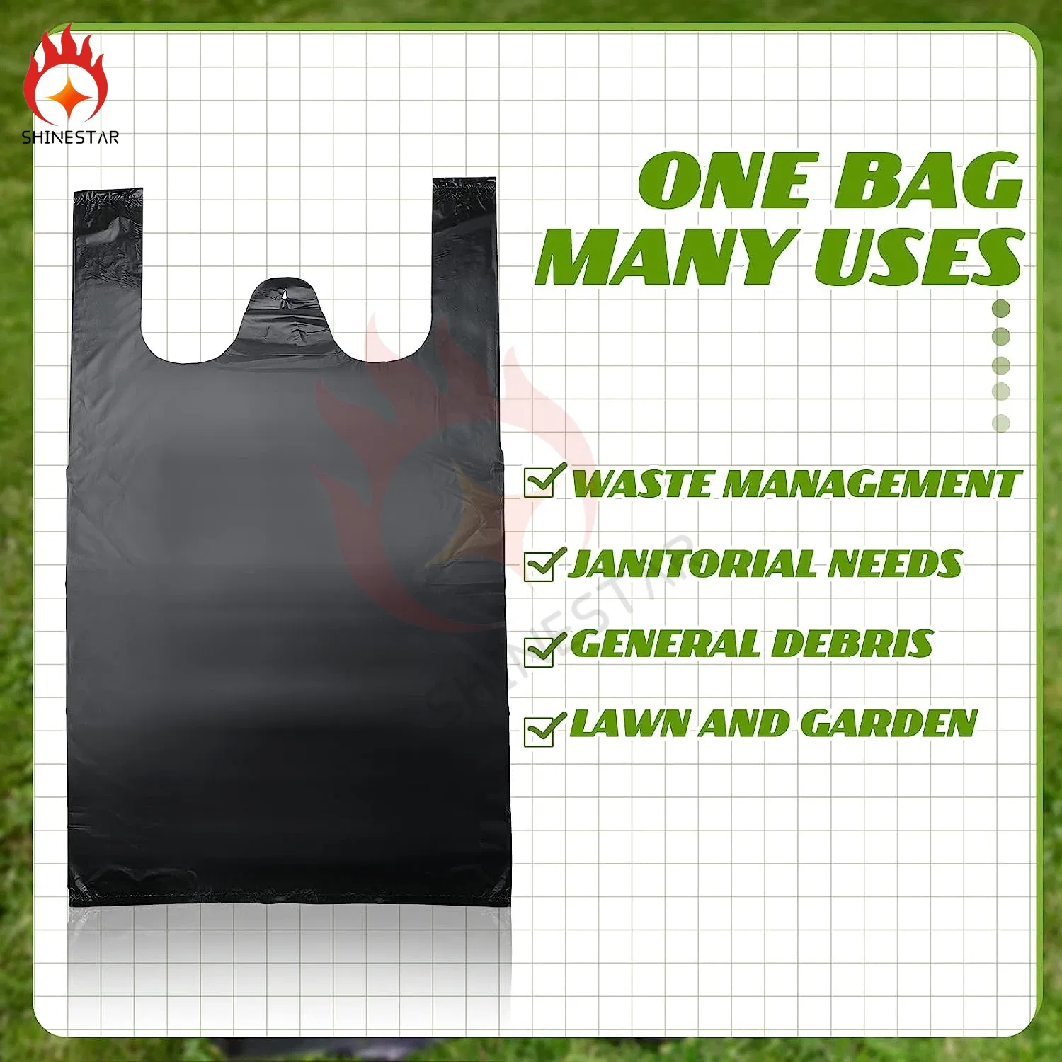 Biodegradable Shopping Water Biohazard Mailer Dog Poop Ziplock Trash Thick Kitchen Garbage and Black Trash Bag with Handles