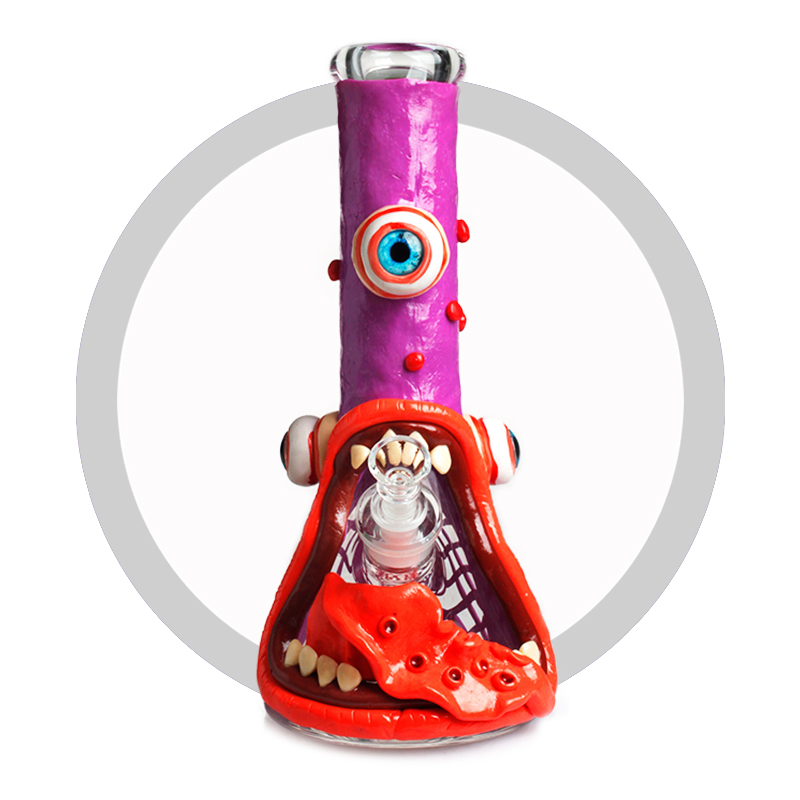 Hot Sell Phoenix Wholesale 7mm Big Beaker Thick Heavy 3D Hand Painting Monster Glass Shisha Hookah Smoking Water Pipe