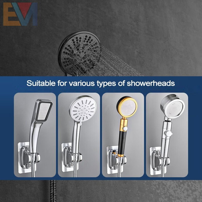 ABS Silver Shower Head Holdering Wall Mounting Strong Adhesive Bracket Adjustable Shower Hand Holder