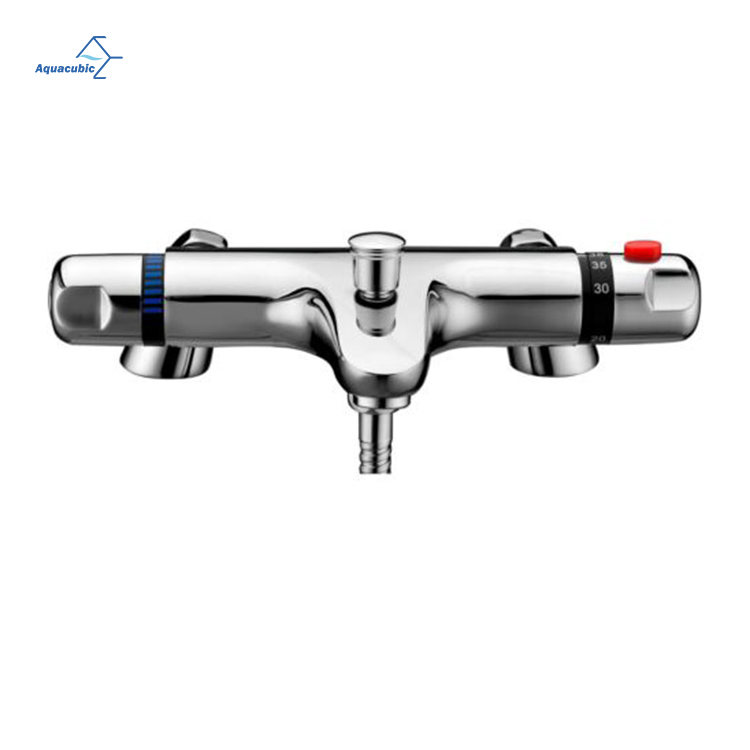 Aquacubic Bathroom Wall Mount Hot Cold Water Thermostatic Shower Mixer Faucet Valve