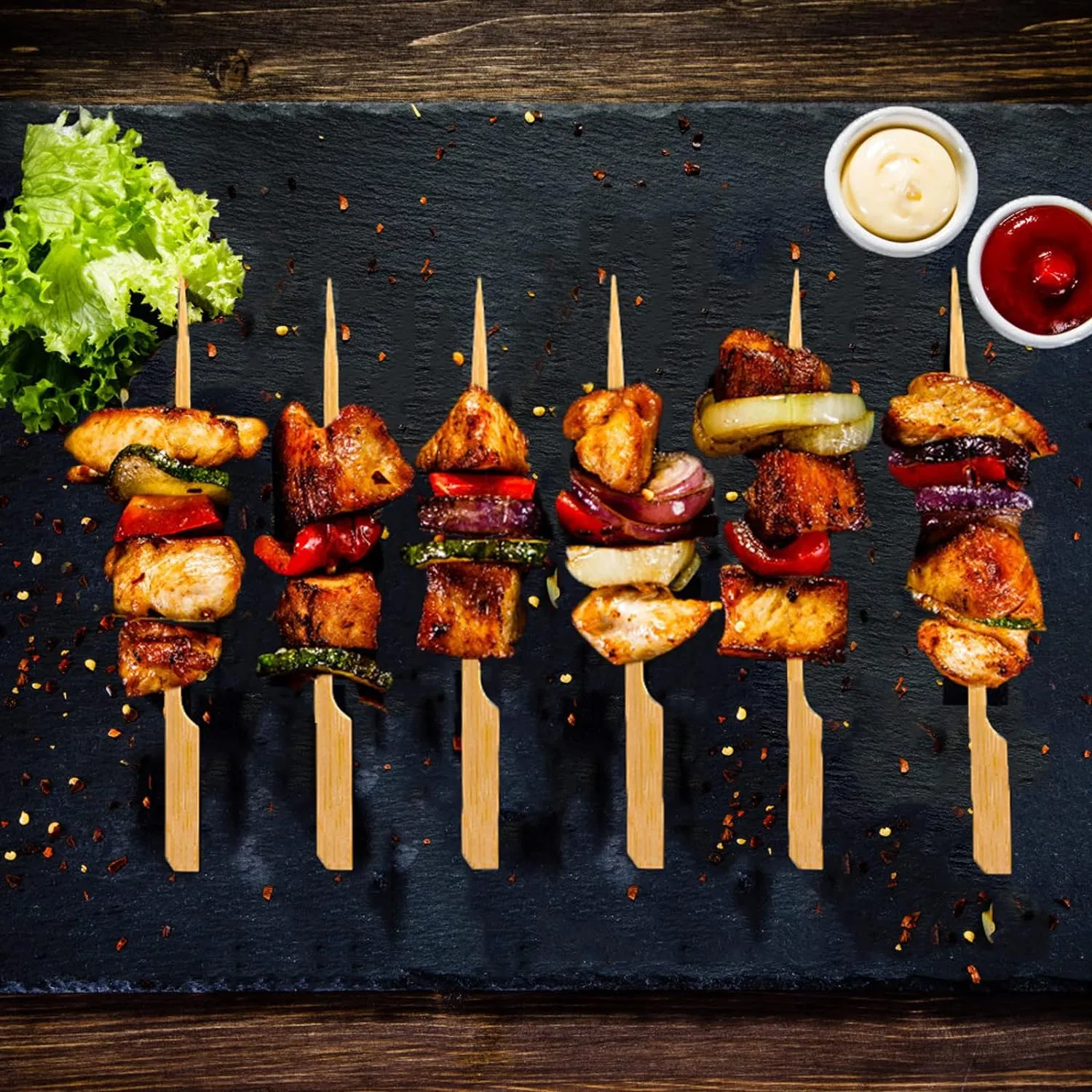 Customize Logo 9/12/15cm Bamboo Paddle Barbeque Grill Burger Skewer Pick Teppo Skewer