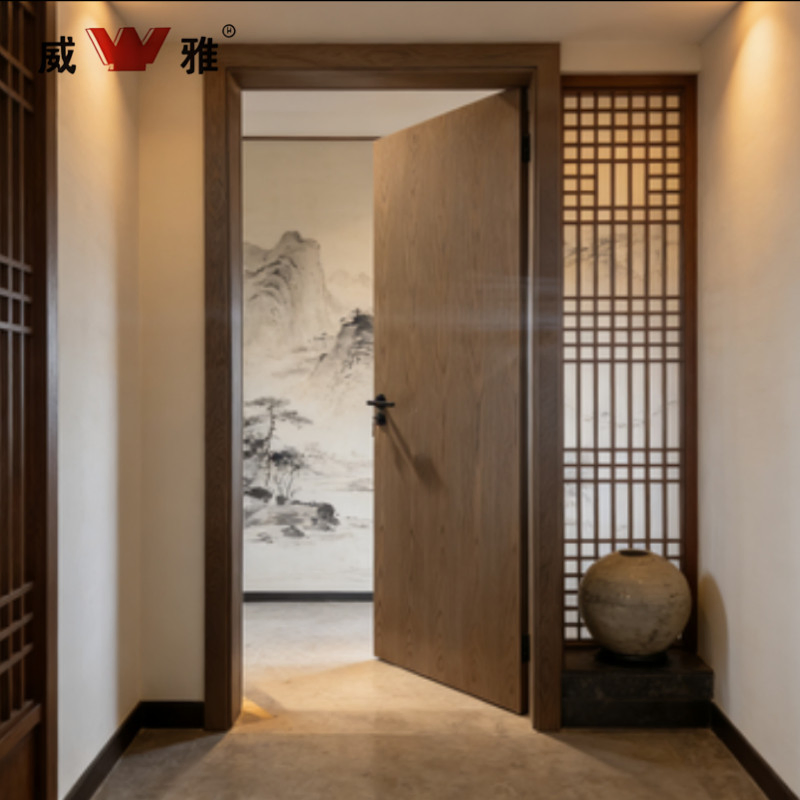 Luxury Hotel Accommodation Fireproof and Privacy Enhanced Solid Wood Interior Wooden Door