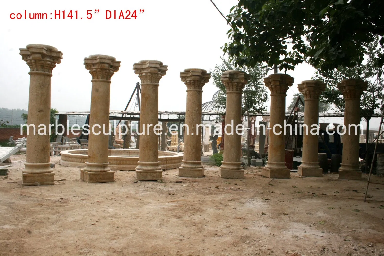 Yellow Marble Stone Sculpture Column (SY-C005)
