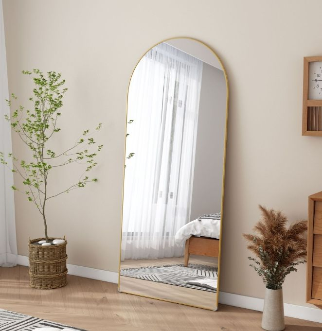 Full Length Wall Mirror for Living Room - Modern Stainless Steel Frame Large Standing Mirror - Home Decoration & Interior Design Essential