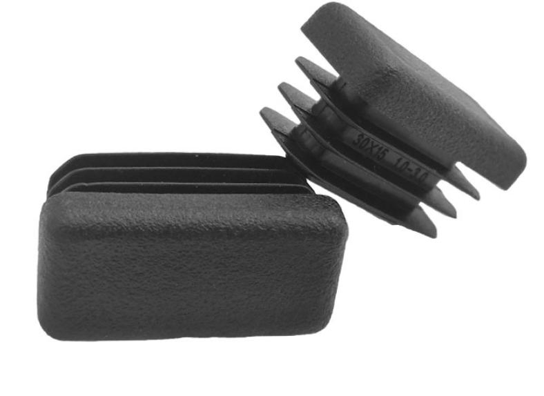 LDPE Tubing Insert PE Plastic Ribbed Insert 15X30 Rectangle Pipe Inside End Cap Table Chair Steel Tube Plug for Tubing Sign-Posts Fences Furniture Push in Feet