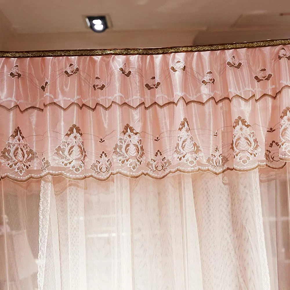 Elegant Bed Curtains Canopy Embroidery Ruffle Canopy Netting Bed Canopy Mosquito Net
