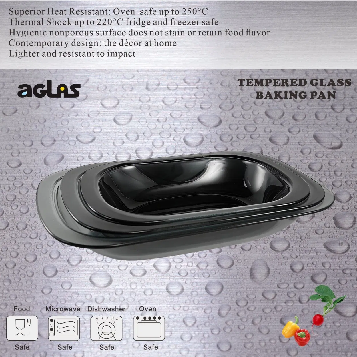 Algas Glass Roasting Pan with Tempered Glass Baking Dish Kitchenware