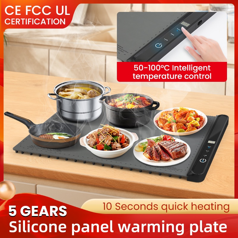 Foldable Food Warmer Dishes Warming Mat with 9 Time Modes
