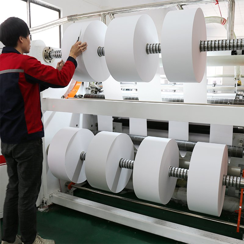 China Wholesale 95# Synthetic Paper Self-Adhesive Label Sticker Glassine Paper Big Roll Raw Material