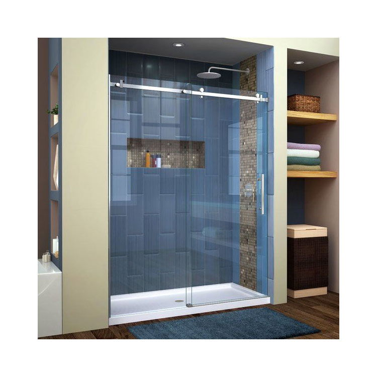 Glass Shower Enclosure Brass Walk in Folding Doors Roller Corner Shower Diamond Enclosure with Tray Glass Shower Enclosur