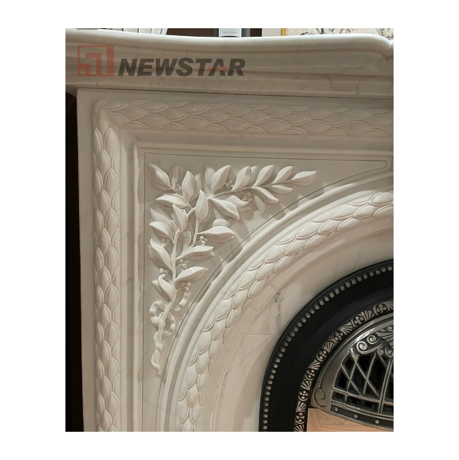 Nordic Custom Design Modern Wall Decoration Fireplace Mantel Frame Cover Natural Marble Stone Fireplace Surround White Marble Fireplace