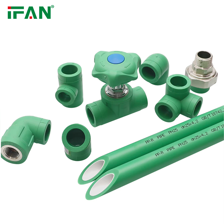 Ifan Professional Supply Green PPR Pipe Fitting New Design DIN 8077/8078 20-63mm PPR Plumbing Fittings in Iraq