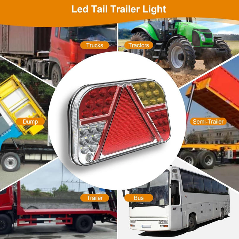 LED Tail Light Kit DC 12-24V, 7 Functions for Truck Trailer Off-Road