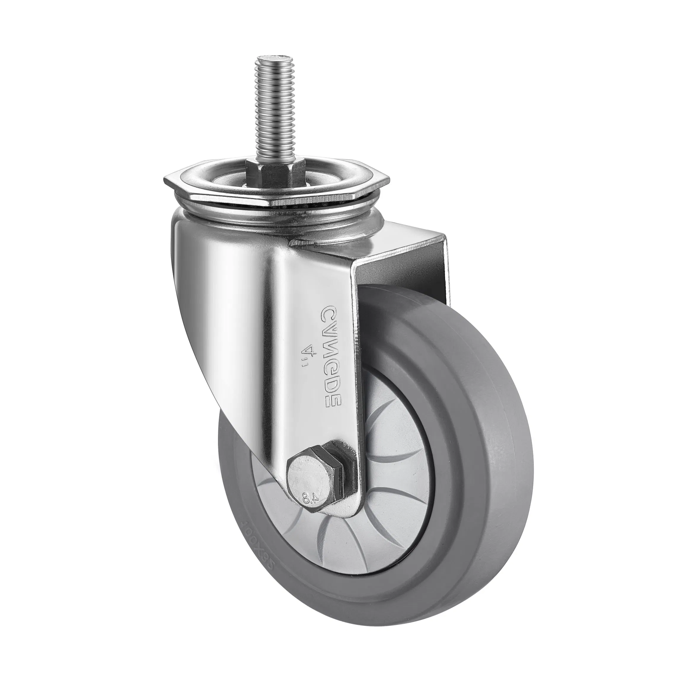 Medium Duty Brake Caster with Quiet Grey TPR Wheel, Secure Parking