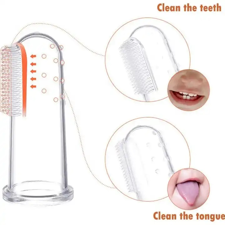 Wholesale English Package Baby Deciduous Teeth Manual Kids Toothbrush 360 Degree Food Grade Silicone Toothbrush Baby