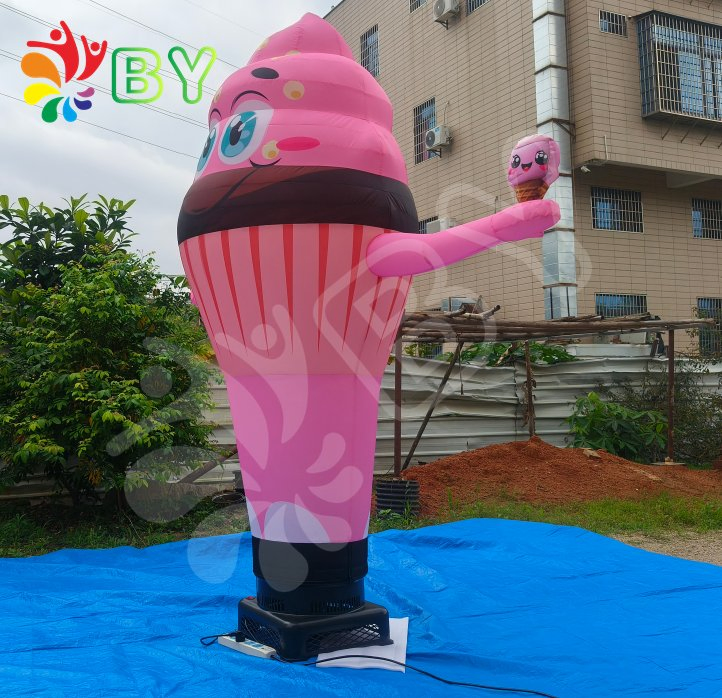 Inflatable Ice Cream Model with Lighting Bubles for Advertisement Inflatable Ice Cream Cone Balloon with Free Air Blower