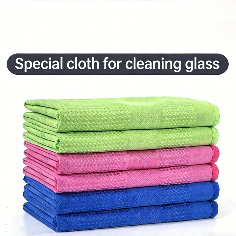 Waffle Weave Microfiber Cleaning Cloth, Lint-Free Absorbent Glass Towel