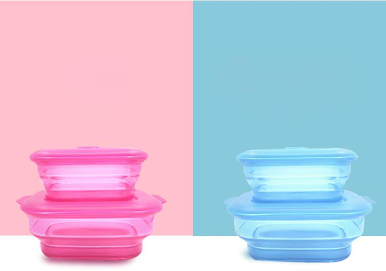 New Square Lunch Box, All-Silicone Folding Lunch Box, Portable Bento Box, Fresh-Keeping Box, Heatable Silicone Lunch Box