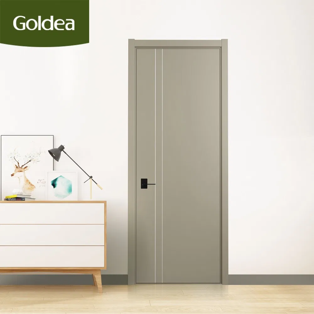 Goldea 39 Years Factory Wholesale Price Modern Design Customized Interior Wooden MDF PVC Finished Door for Project House Villa Apartment Residential Office