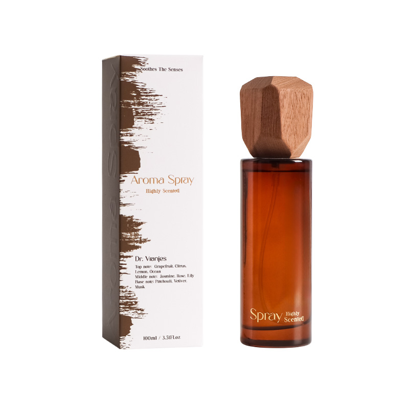 Decorative Room Spray with Unique Wooden Cap and Metal Nozzle