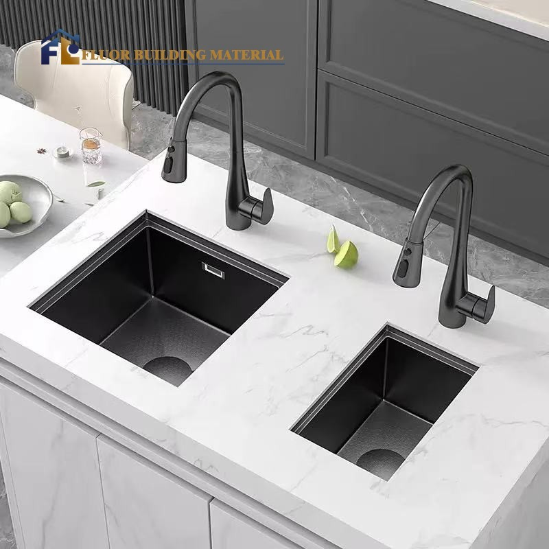 Waterfall Kitchen Bowl Flying Rain Nano Stainless Steel Smart Sink Black