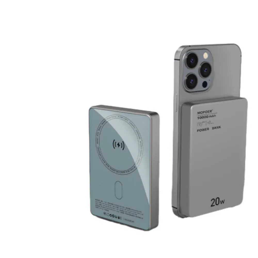 Магнитный пауэрбанк 10000 мАч с беспроводной зарядкой 15Вт