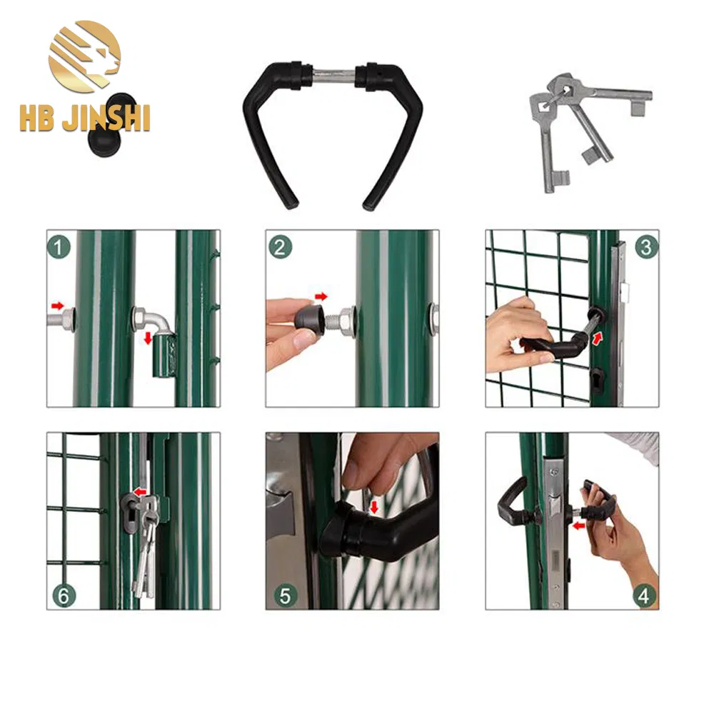 100X150cm Home Yard Metal Fence Gate Green Euro Garden Gate with Safety Lock