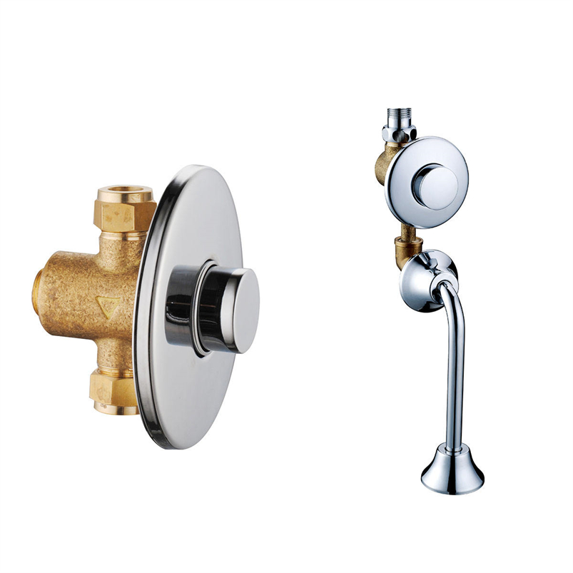 Modern Concealed Push Button Urinal Flush Valve - Chrome Plated, Durable Brass Material, and Reliable Time Delay Function for Hospitals