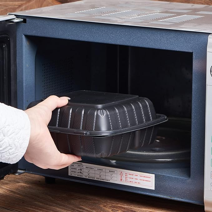 Multi Compartment Square Clamshell PP Cornstrach Food Box for Takeout Serve