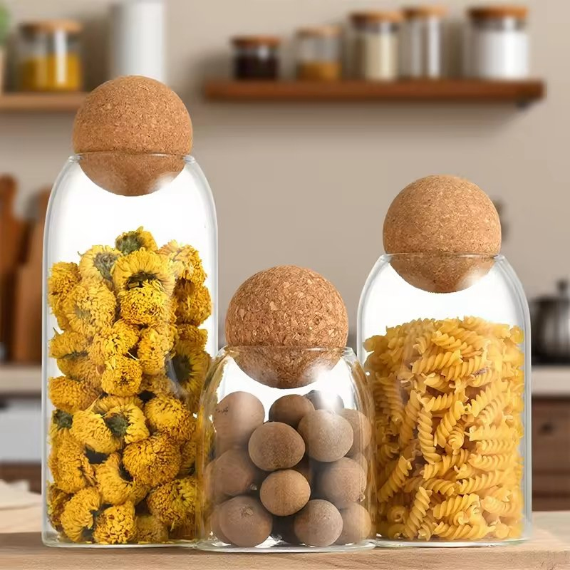 Стеклянная банка для хранения с пробкой, 1000-2000 мл