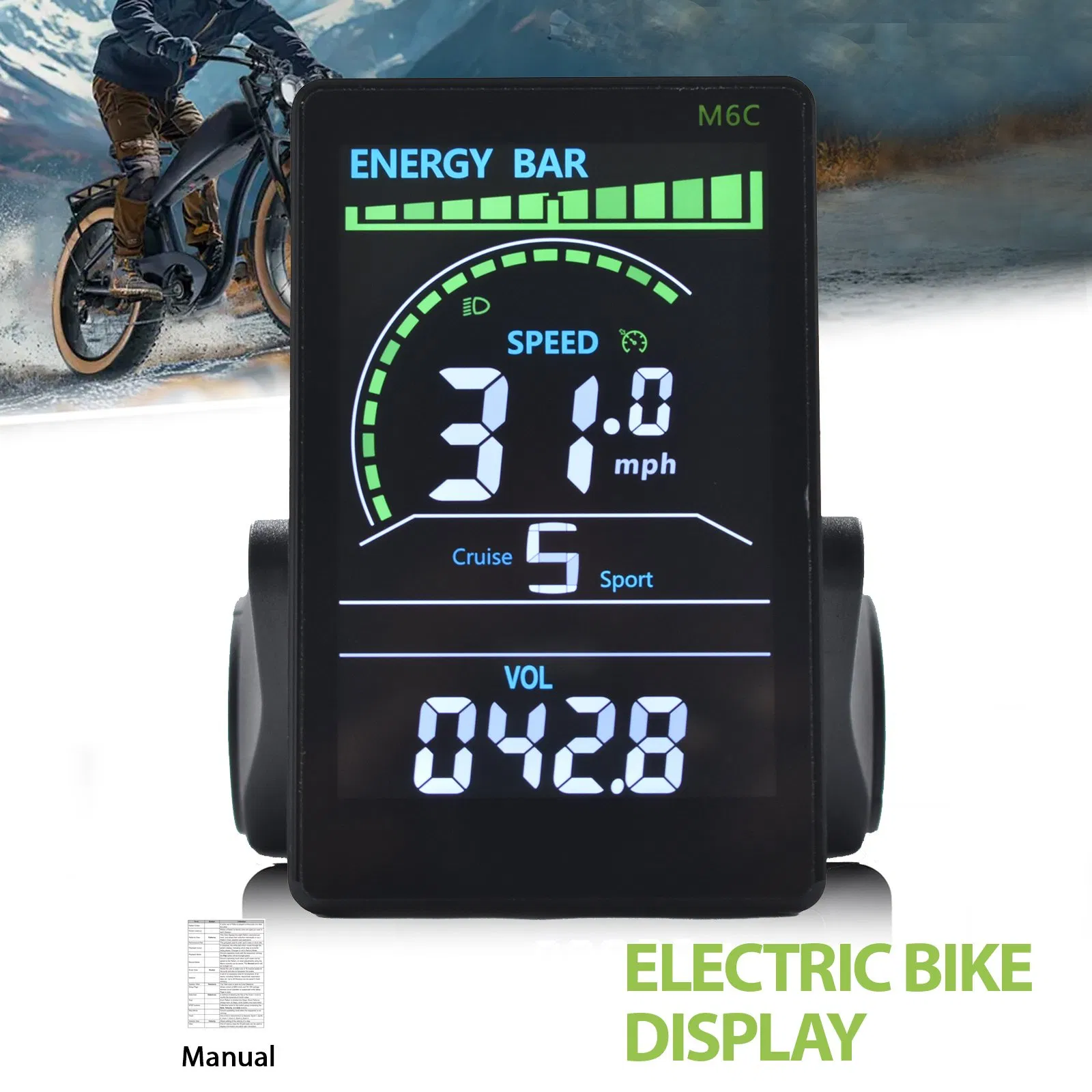 Compact Ebike Computer Screen for Daily Rides with Bicycle Odometer LCD Display